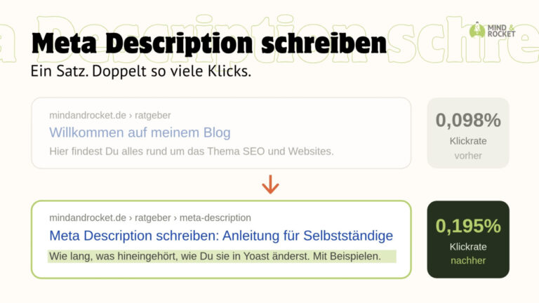 Google-Snippet mit hervorgehobener Meta Description als Beispiel für ein klickstarkes Suchergebnis